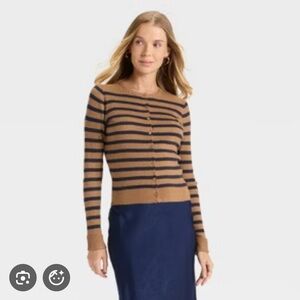 a new day Brown and Black Striped Cardigan